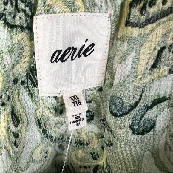 NWT Aerie Smocked Waist Floral Kelly Green Mini‎ Sundress Size XXL Summer - Picture 6 of 8